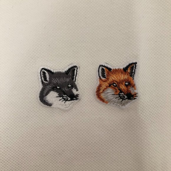 Maison Kitsune Double Fox Patch Embroidered Polo Shirt White - Picture 5 of 8